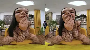 Virtual Reality POV: Chubby Sofia Lee enjoys her hairy muff while playing