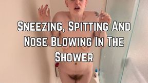 Phoenix Bates Sneezes Spits And Blows Nose In The Shower 4k HD - Sneezing - Curvy - Hairy - Nose Blowing - Snot - Spit