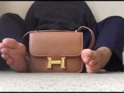 Designer handbag the temptation was too big needed to get my big feet all over the Hermès 👜
