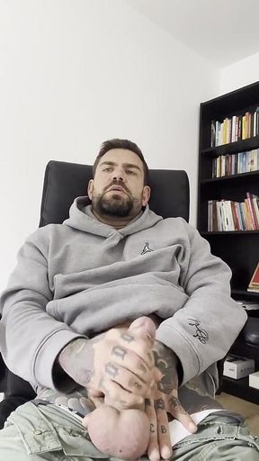 Tattooed Spanish Shows Ass and Jerks off