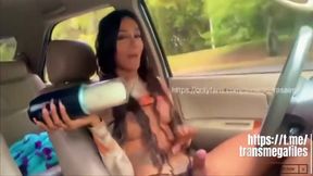 Hung Latina Strokes Her Cock In Public