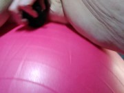 Pink Moonlust Teases You On Exercise Ball With Black ANAL PROBE Insertion into Cute PAWG Anal Anus