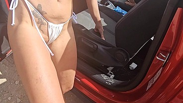 Hot Brunette Gets Fucked In My Convertible