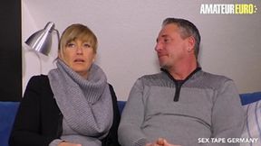 German blonde amateur Debby Fountain gets seduced and tries hardcore sex on camera