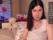 Sweet wet boy jerks off quickly and then shows his ass