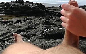 Blondieblow, horny fuck in public beach and cumshot with no hands