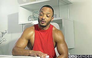 Horny huge boobs shemale fucked in tight ass by a perverted big cock friend