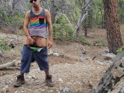 Ftm hiking outdoors with big clit gets caught