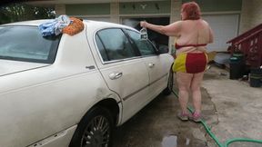 Car wash in and out of my Iron Man Bikini set Part 3 more big boob Flashing! mp4