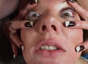 Crazy bitch takes a massive cock in the mouth