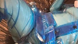 Blue Transparent LATEX Plastic Masturbation