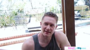 Petite redhead enjoys a big cock after an intense workout session.