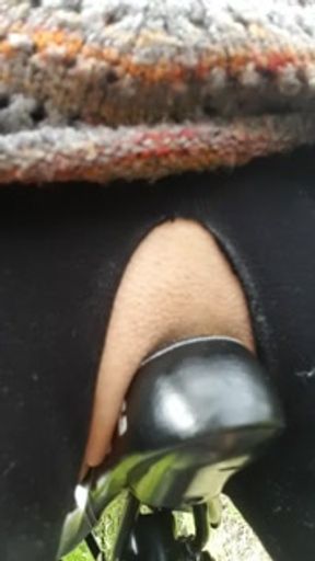 Little Wet Kitty Spreads Her Lips Open Wide on Her Bike Seat Out in Public!