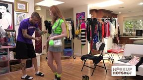 bts - freckle-faced beauty megan winters’ sexy wardrobe scene!