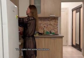 Russian Stepmommy and Stepson Share a Bed: Real MILF Fucks David Pussyfuck with Intense Conversations
