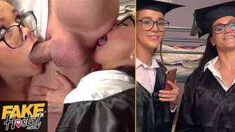 Crazy university girls get their assholes sniffed before threesome with Alexis Crystal