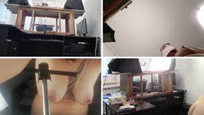 Sexy wife does housework naked. Brunette hairy pussy, big ass, big tits. Sexy mom massages herself on vibrator.