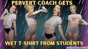 Pervert Coach Gets Wet T-Shirts Show From Students