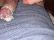 Use Condom close up Huge Cumshot sperm inside Handjob Big load Uncutcock Amateur Jerk off 4k 60fps