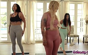 Curvaceous Lesbian Threesome Yoga Excercise
