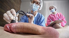 Two Hot Nurses Give Double Blowjob to Patient's Big Dick in Public