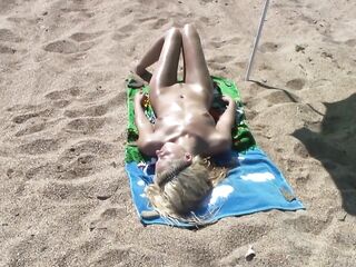 Naked Nymph Agnes Gets Her Valuable Ass Covered In Beach Sand!