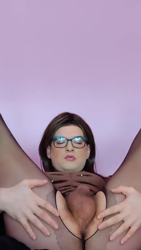 Fantastic Red Heels, Velvet Dress and Black Open Tights