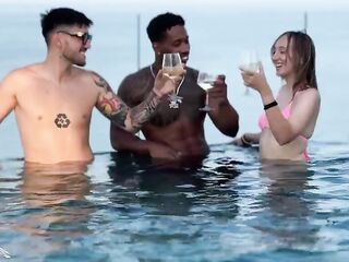 Teen double penetration after the pool, BBC and Colombian stud