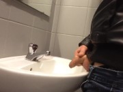 Dirty boy Pissing in public sink