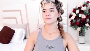 ”University bitch with pony tails shows shows us her perfect boobs.”