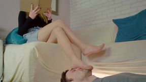 Librarian Rose - Jeans Skirt And Tan Pantyhose - Part 2