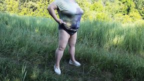 Stepmom strips in the park and wets herself in front of all