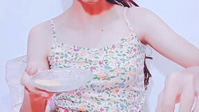 Exploring my fetishes: trying my own cum and piss for the first time, food and fluid play with an asian transgender trap