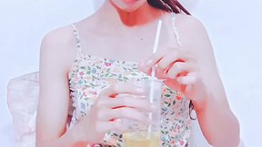 Exploring my fetishes: trying my own cum and piss for the first time, food and fluid play with an asian transgender trap