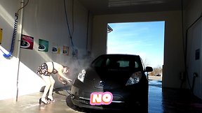 Cy car wash flash tease, shower, lingerie, & leg lotion xxx 666
