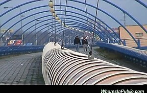 Cute scandinavian babe fucked in public taking cum