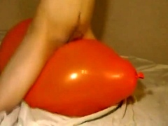 Big inflatable orange balloon humping cum