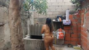 I See My Neighbor Who Has a Big Ass While Her Husband Is Not at Home. I Hope He Doesn't Find Out That I'm Looking at His Wife.