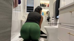 Dirty girl clean bathroom