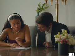 Naughty big ass bride Gizelle Blanco fucking hard in front of witnesses