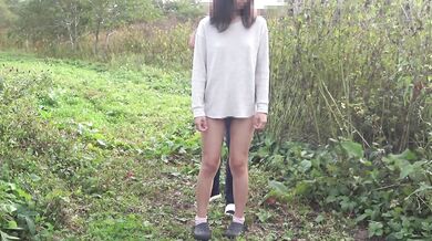 Tiny Japanese teen desperate for rough outdoor dick and public cum now