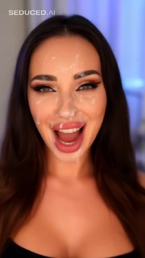 facial, gooned porn, a beautiful caucasian woman, video created by AI