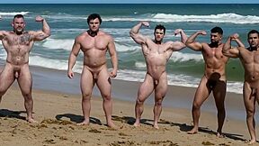 Muscle Men On The Beach