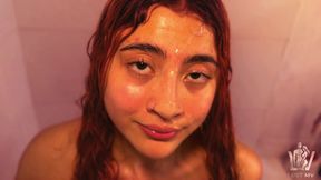 Anal in the shower with end on the face