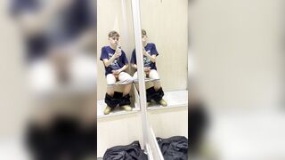 Twunk strokes in a supermarket fitting bedroom
