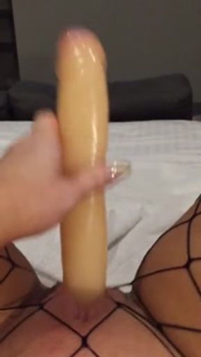 Fucking myself and squirting in fishnets while listening to my roommate fucking her tinder date