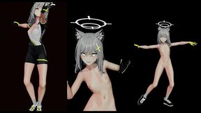 shiroko riding hentai undress dance blue archive nekomimi girl mmd 3d yellow suit