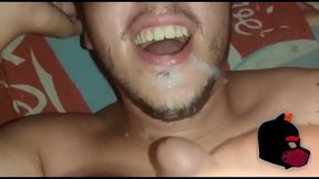 Amateur Gay Blowjob in Tent Ends with Fiery Facial Cumshot