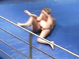 Large Breasty Nude Oil Wrestling