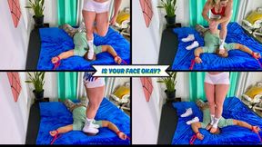 Is Your Face Okay? - Goddess Rapture Uses Her Feet To Crush Her Slave's Face - Non Stop Trampling and Stomping on His Face and Throat - HD (WMV)